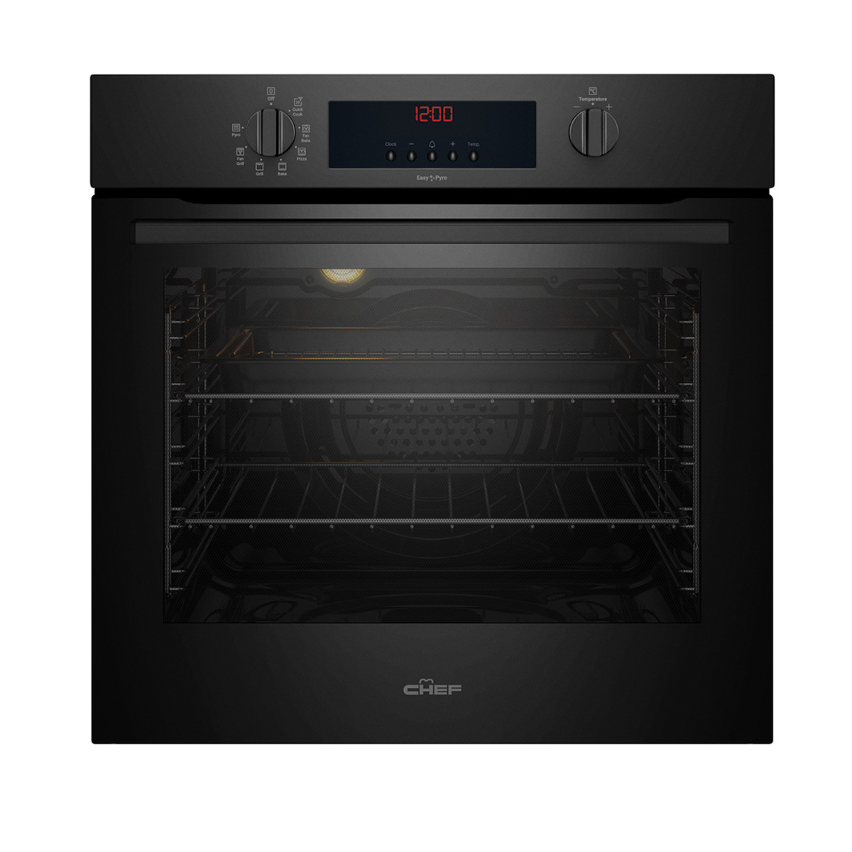 Chef Single Pyrolytic Oven Black CVEP614DB